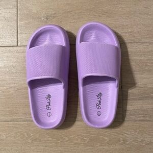 Pink Lily-Purple Foam Slides-size 7